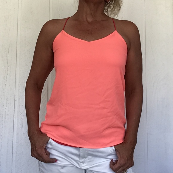 EXPRESS BARCELONA REVERSIBLE ORANGE RED TANK TOP SMALL - Picture 5 of 6